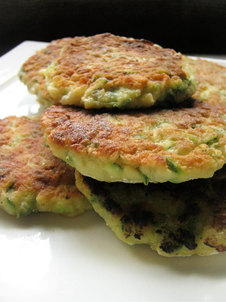 close up of the zucchini fritters