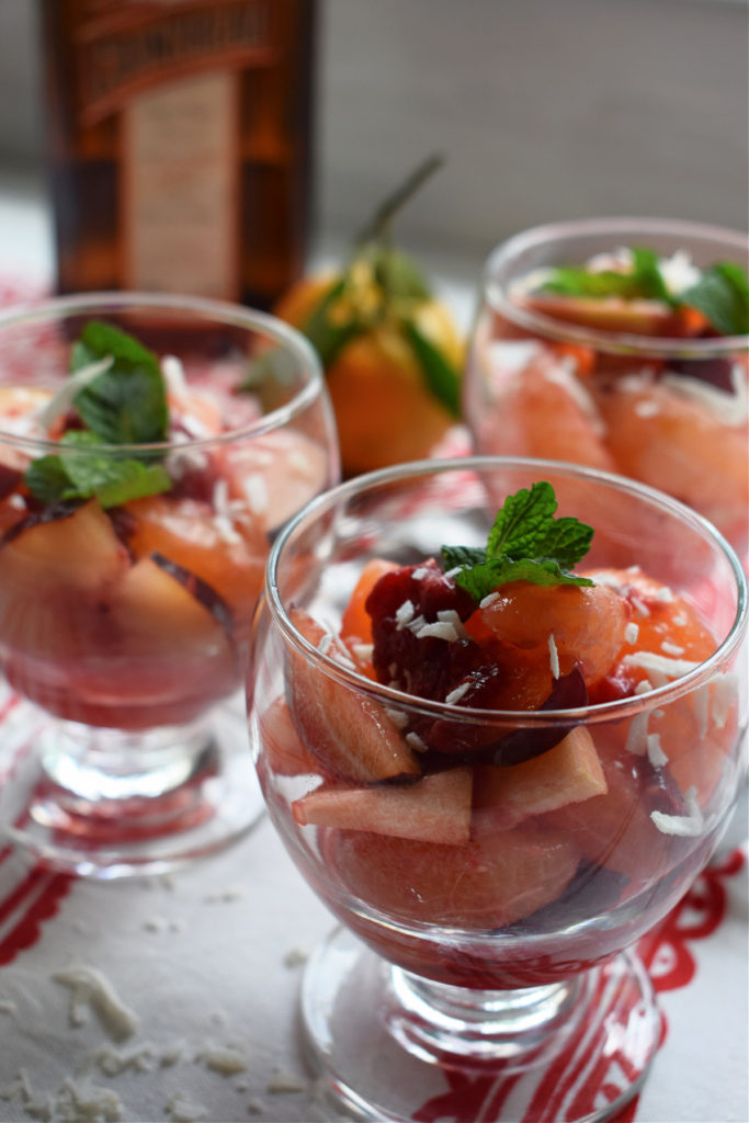 three glasses of the boozy fruit cups