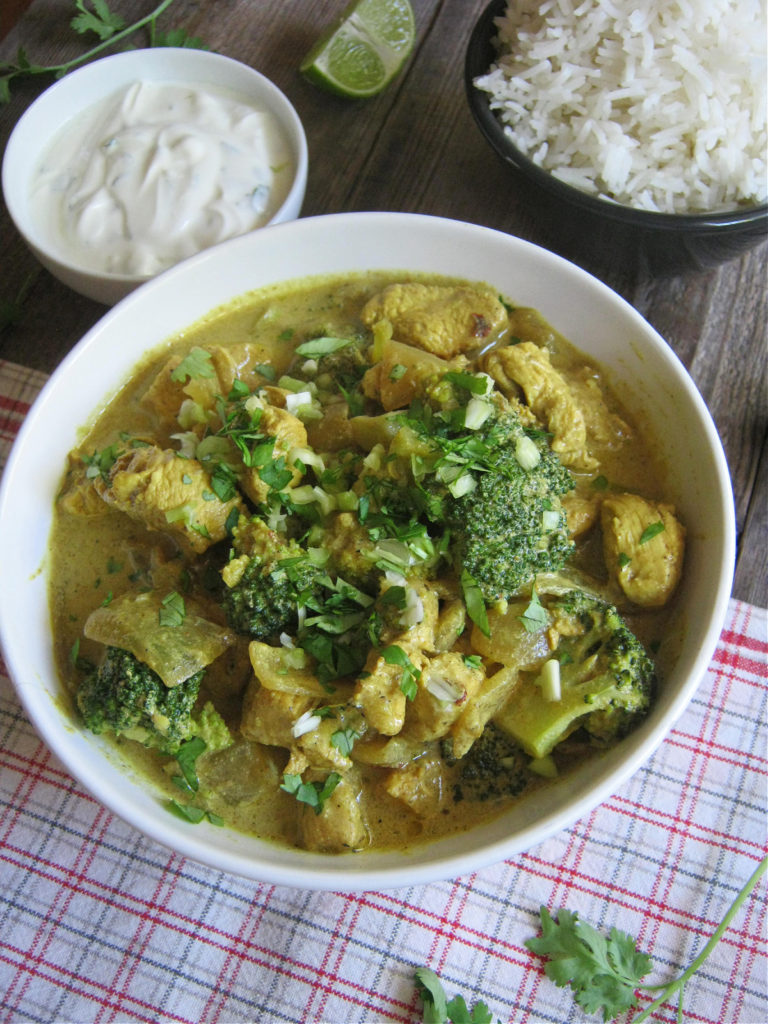 Coconut Curry Chicken & Broccoli in a bowl