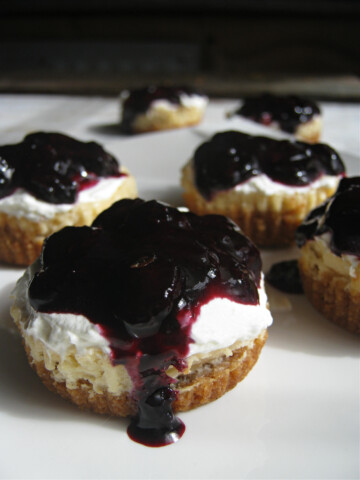 a close up of cheesecakes