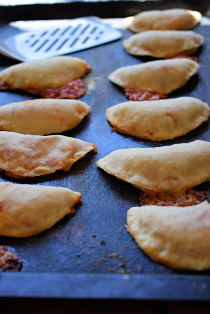 Pizza Pocket Bites on a tray