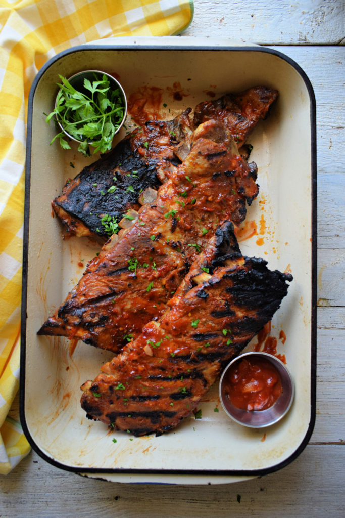 Slow Cooker Barbecue Ribs just off the barbecue