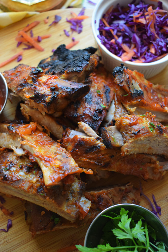 slow cooker barbecue ribs with coleslaw