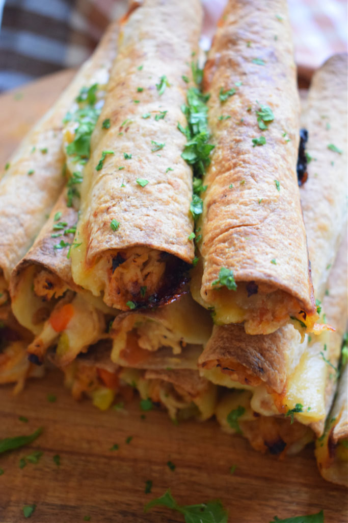 chicken taquitos stacked