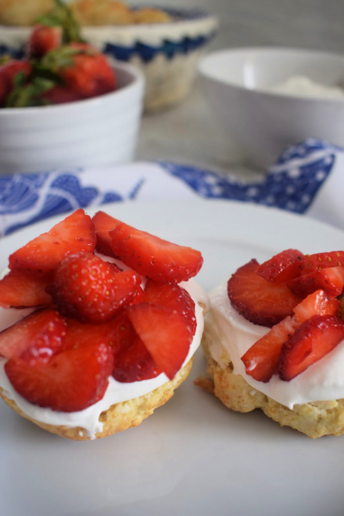 close up of the strawberry cream scones