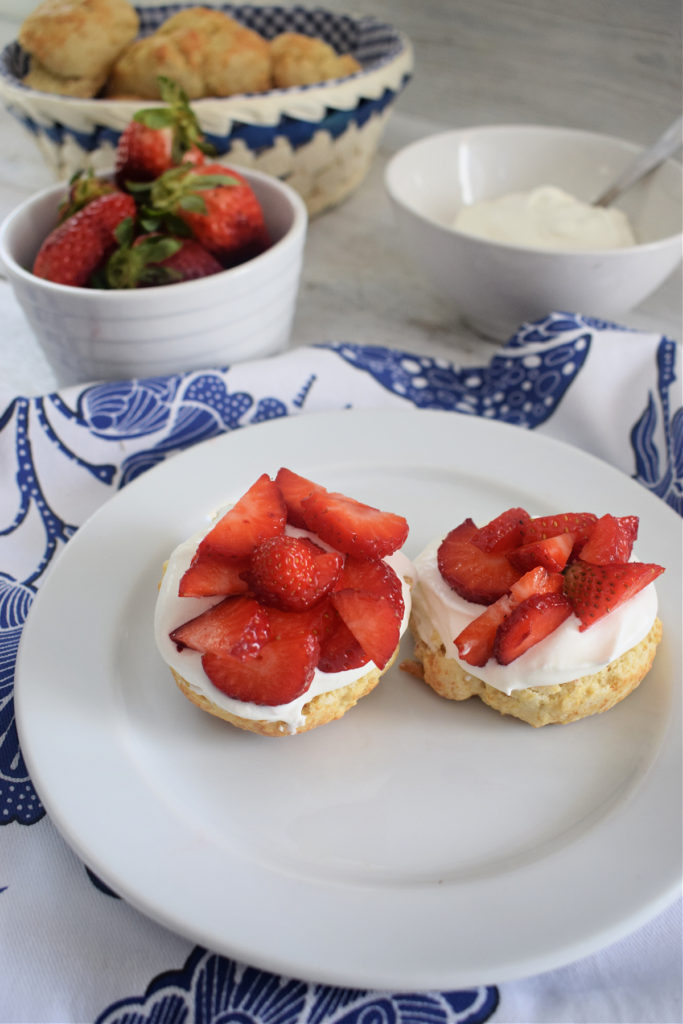 Strawberry Cream Scones on a plate