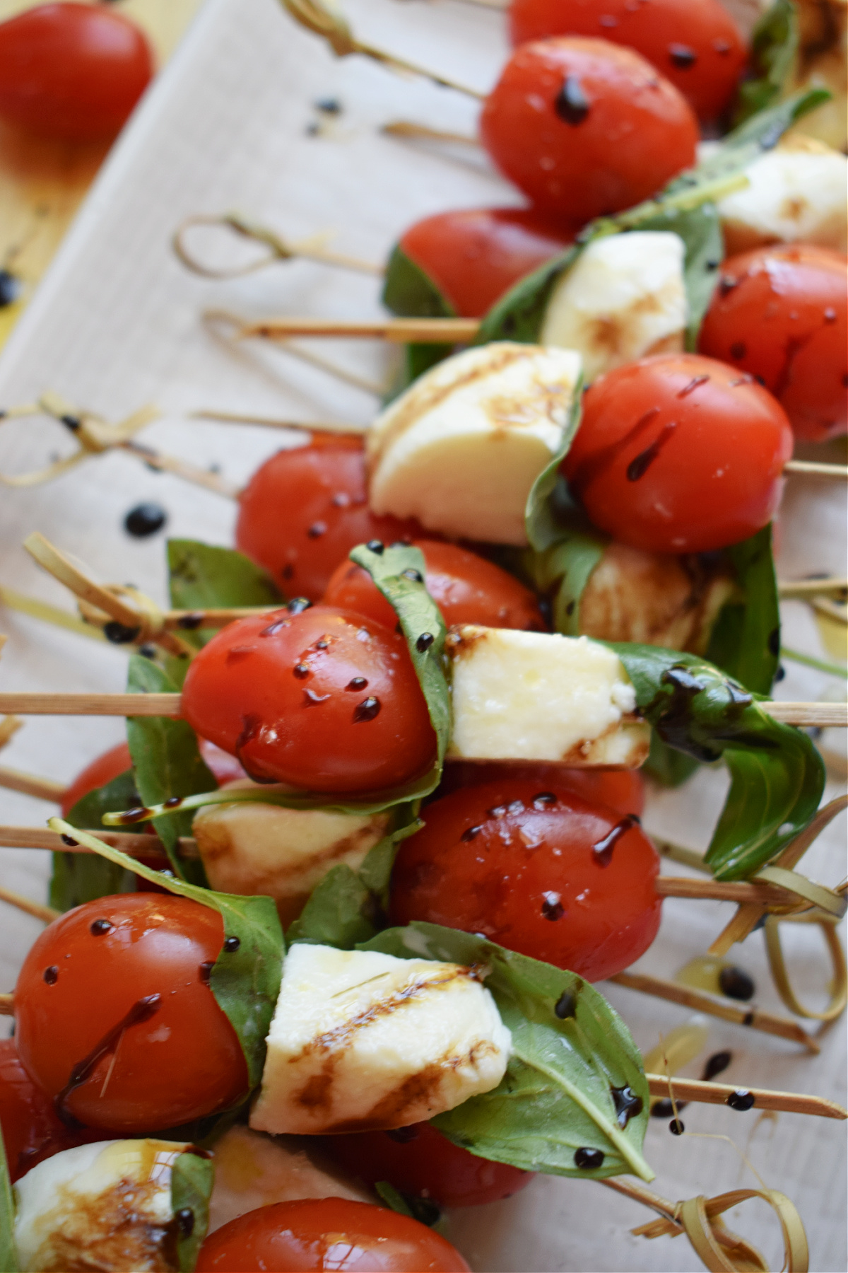 close up of the tomato and mozzarella appeitzers
