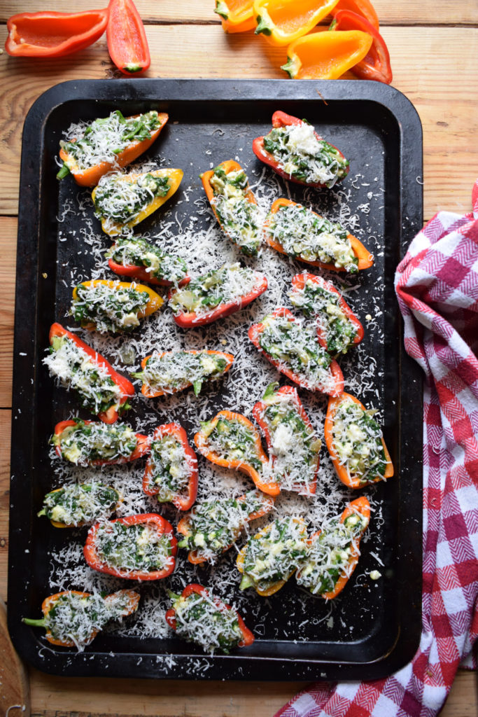 peppers on a try and ready to bake