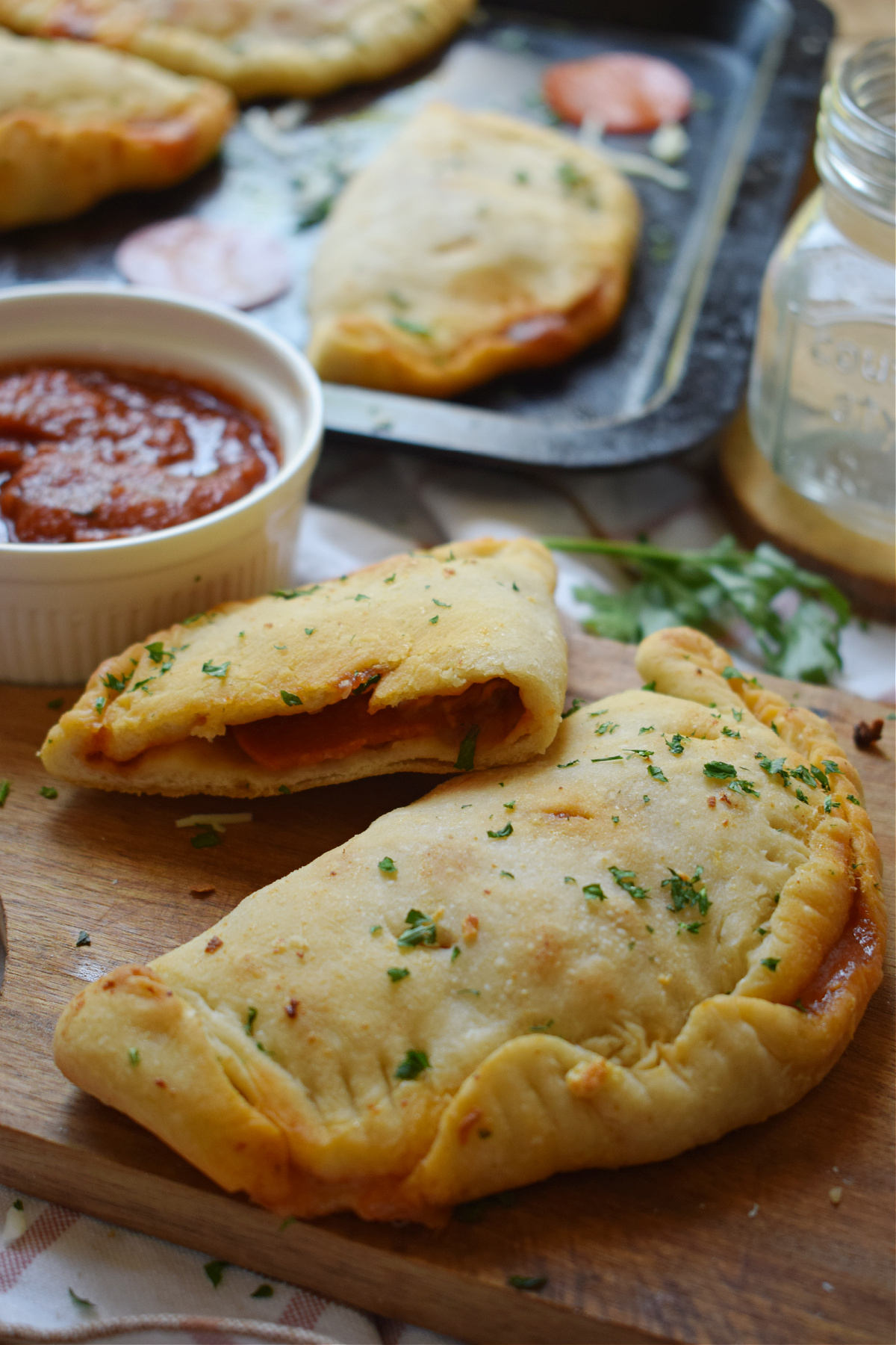 calzones on a board