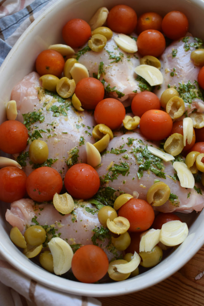 Green Olive Chicken ready to bake