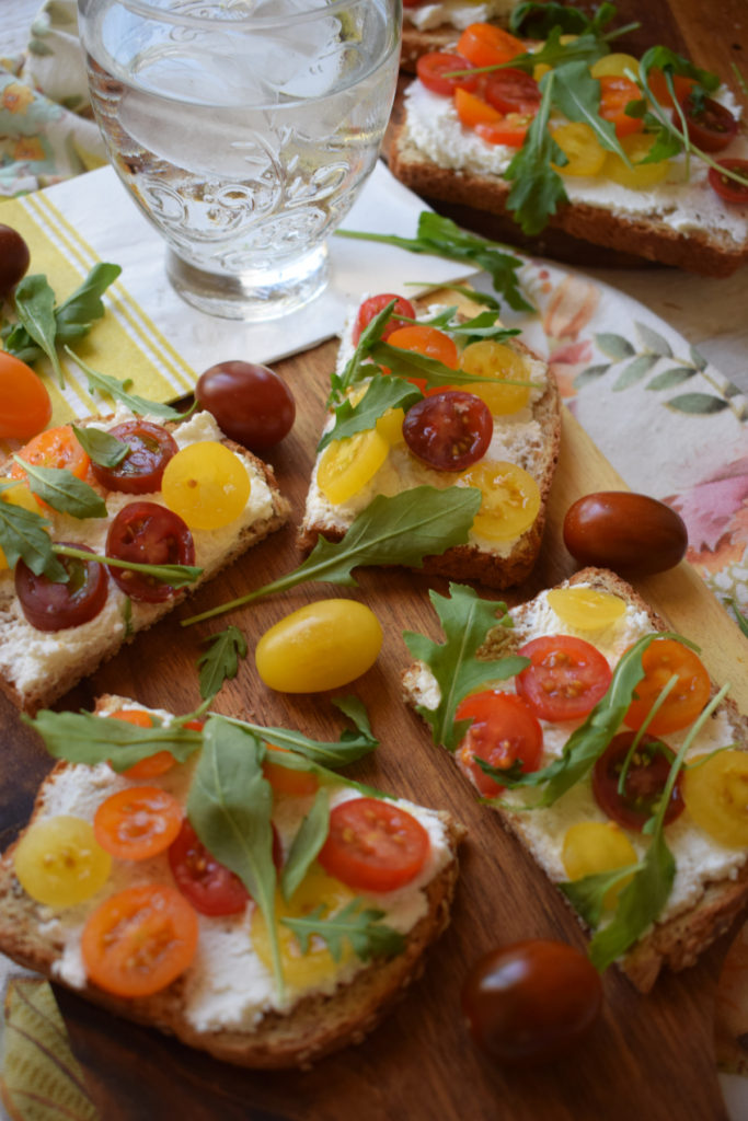 close up of the ricotta and tomato toast recipe
