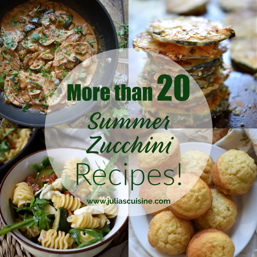 collage of summer zucchini recipes