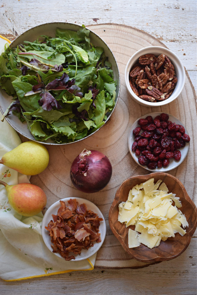 Ingredients to make the Pear and Pecan Salad