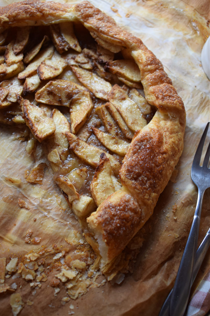close up of the pastry apple galette