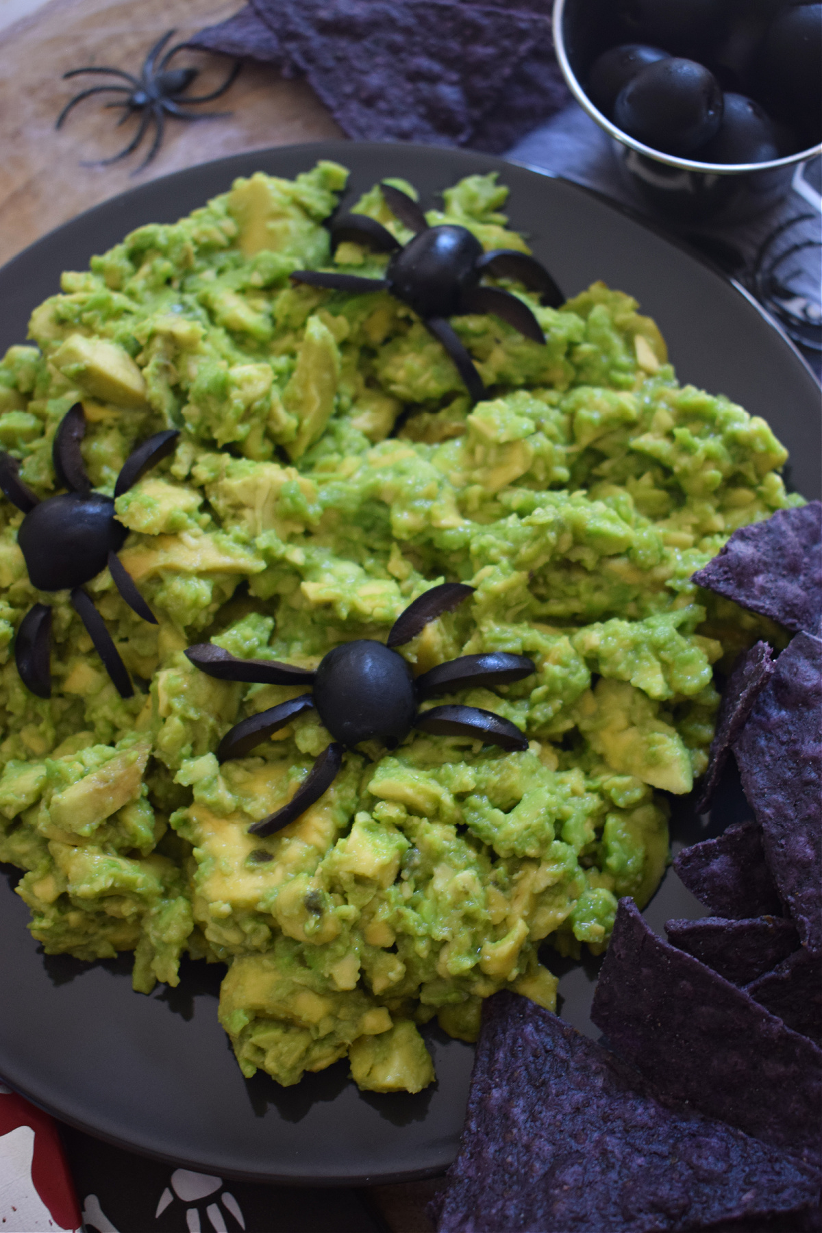 close up of the halloween guacamole