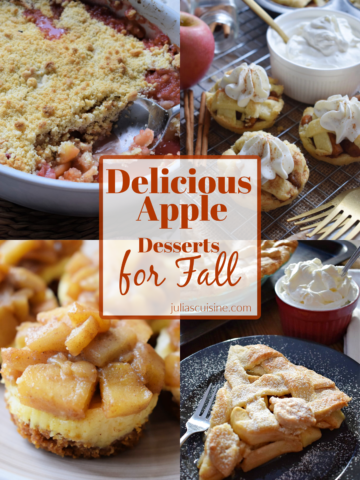 Photo collage of apple desserts.