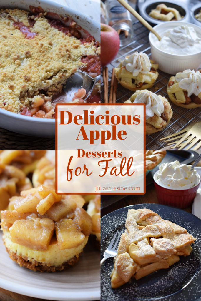 Photo collage of apple desserts.