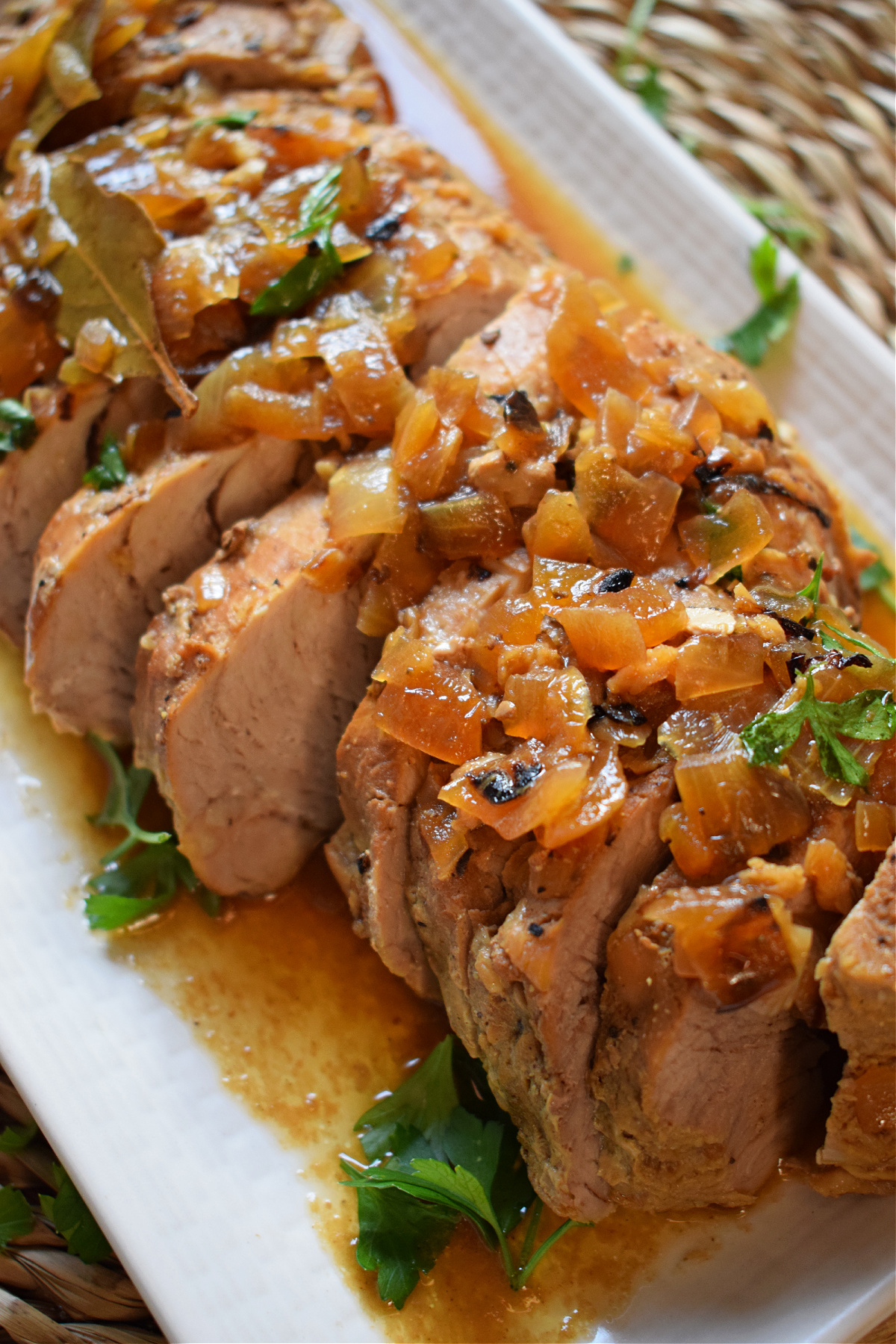 close up of the simmered Pork roast
