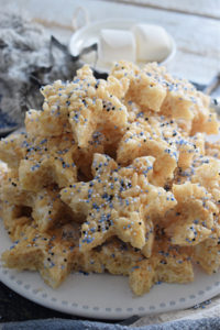 stacked rice rice krispie treats on a plate