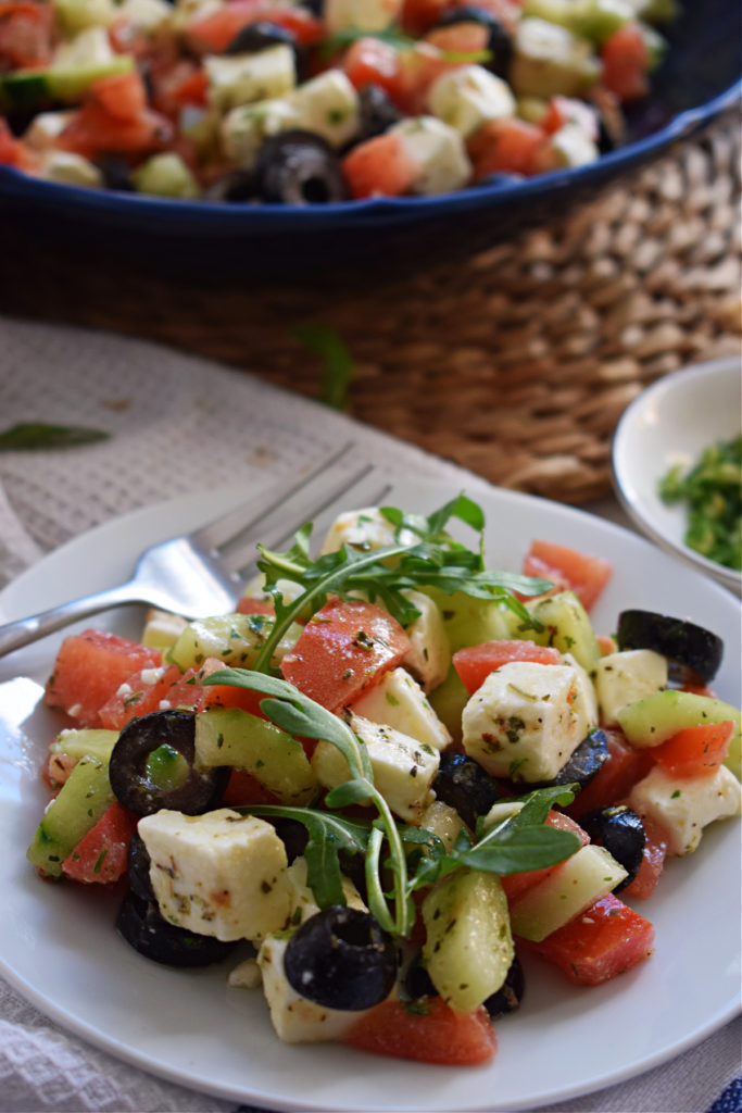 close up of the greek style salad
