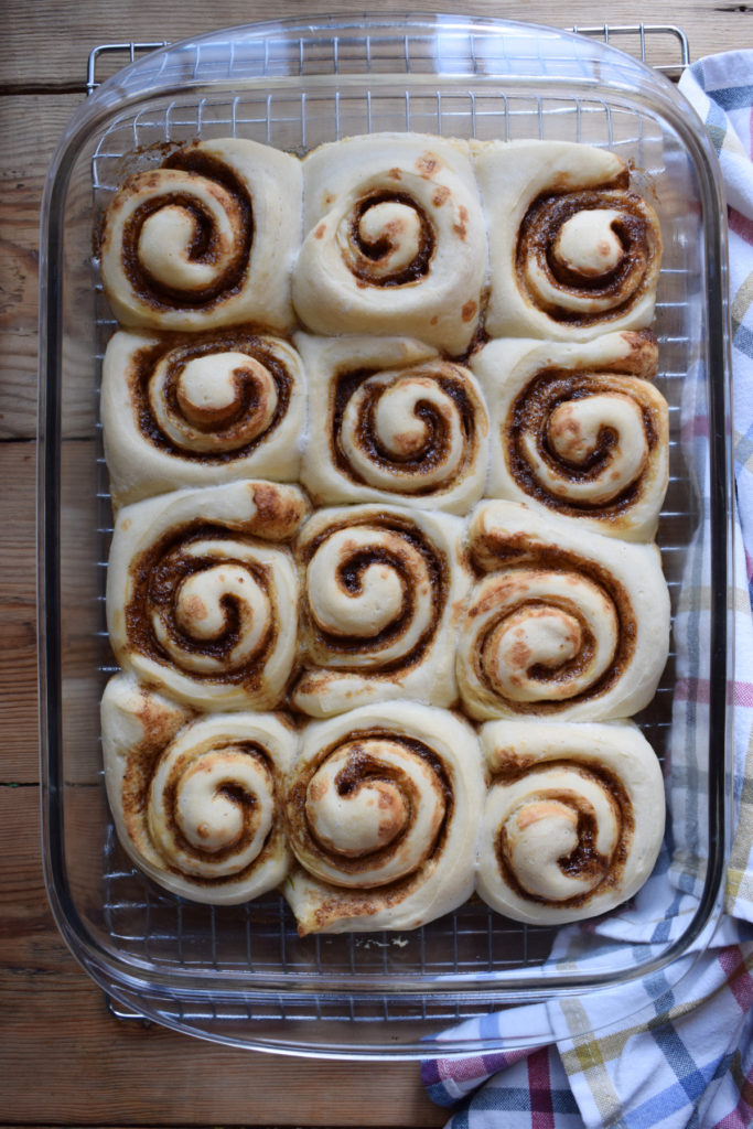 fresh from the oven leftover pizza dough cinnamon rolls