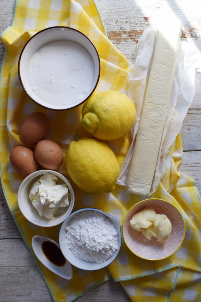 Ingredients to make the lemon cream cheese danish