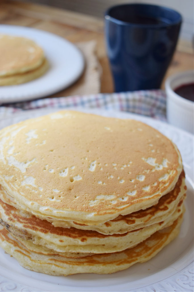 a stack of light and fluffy pancakes