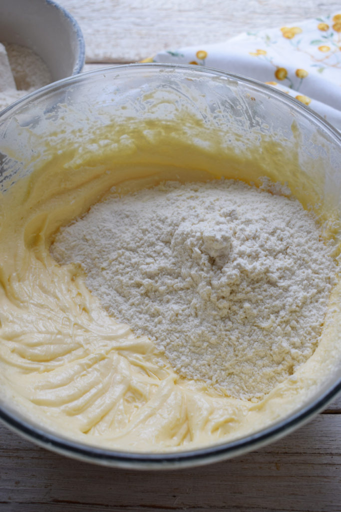 Flour and batter in a bowl.