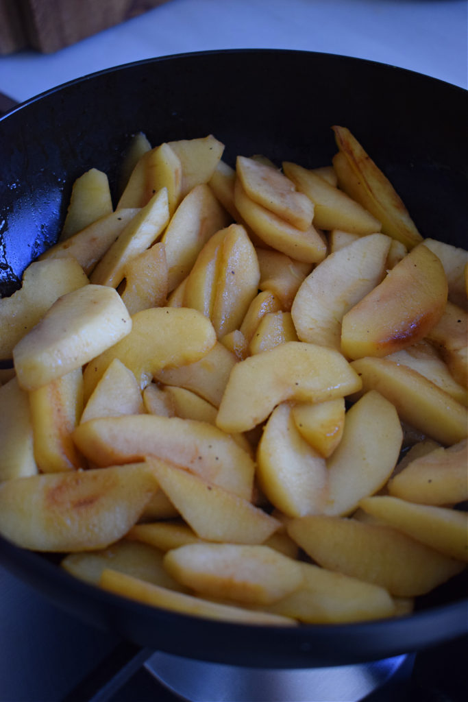 cooking apples in a skillet