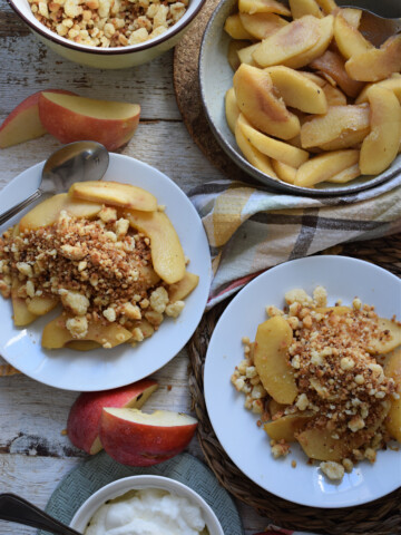 apple crumble served on plates