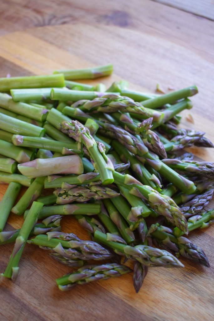 Chopped asparagus.