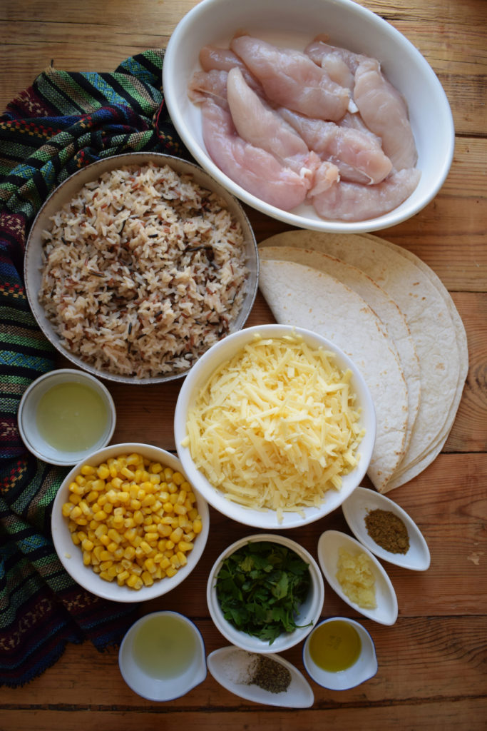Inigredients to make Chicken and Rice Wraps