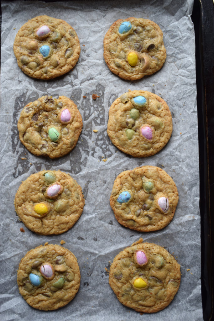 Freshly baked mini egg cookies.