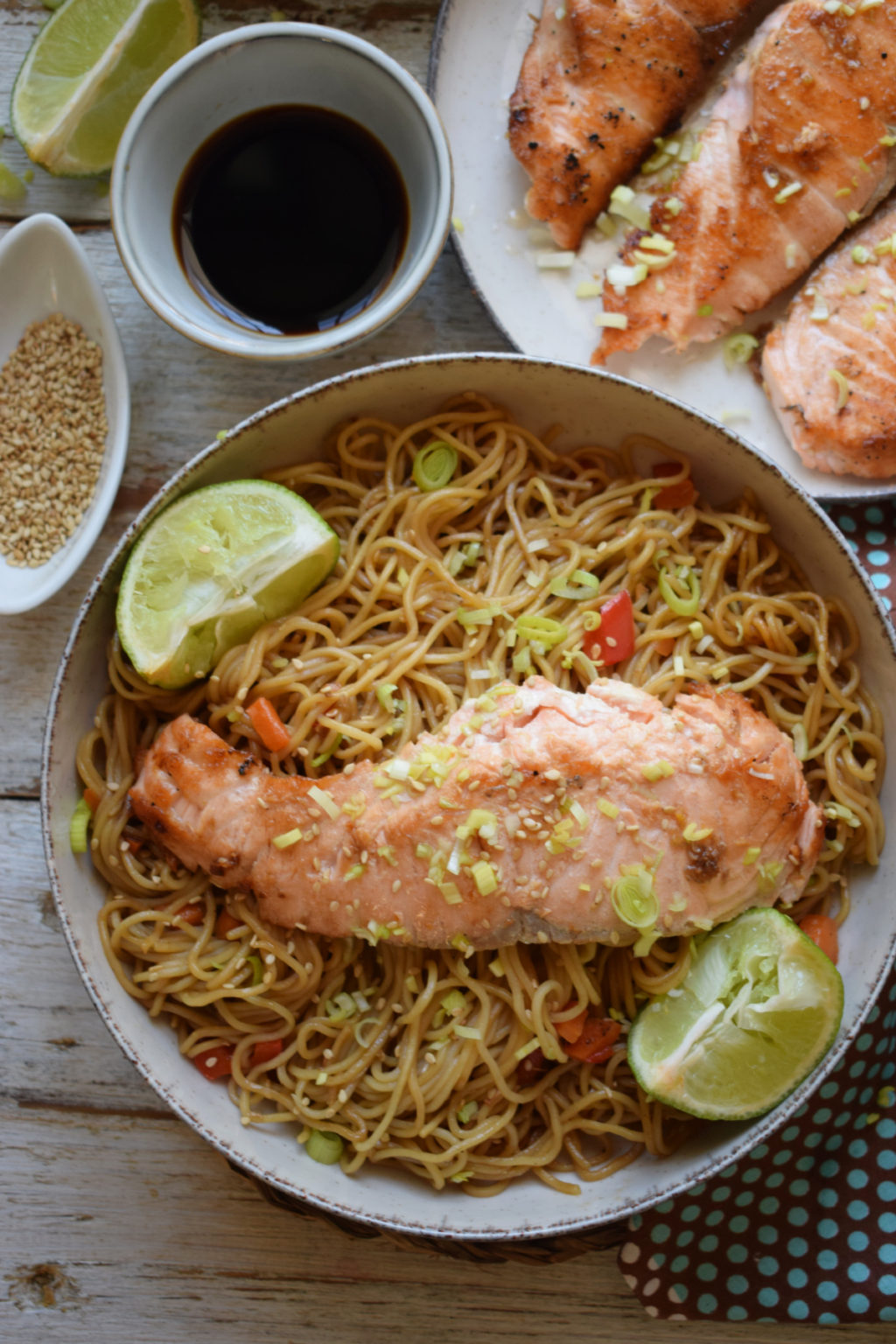 Teriyaki Salmon And Stir Fry Noodles - Julia's Cuisine