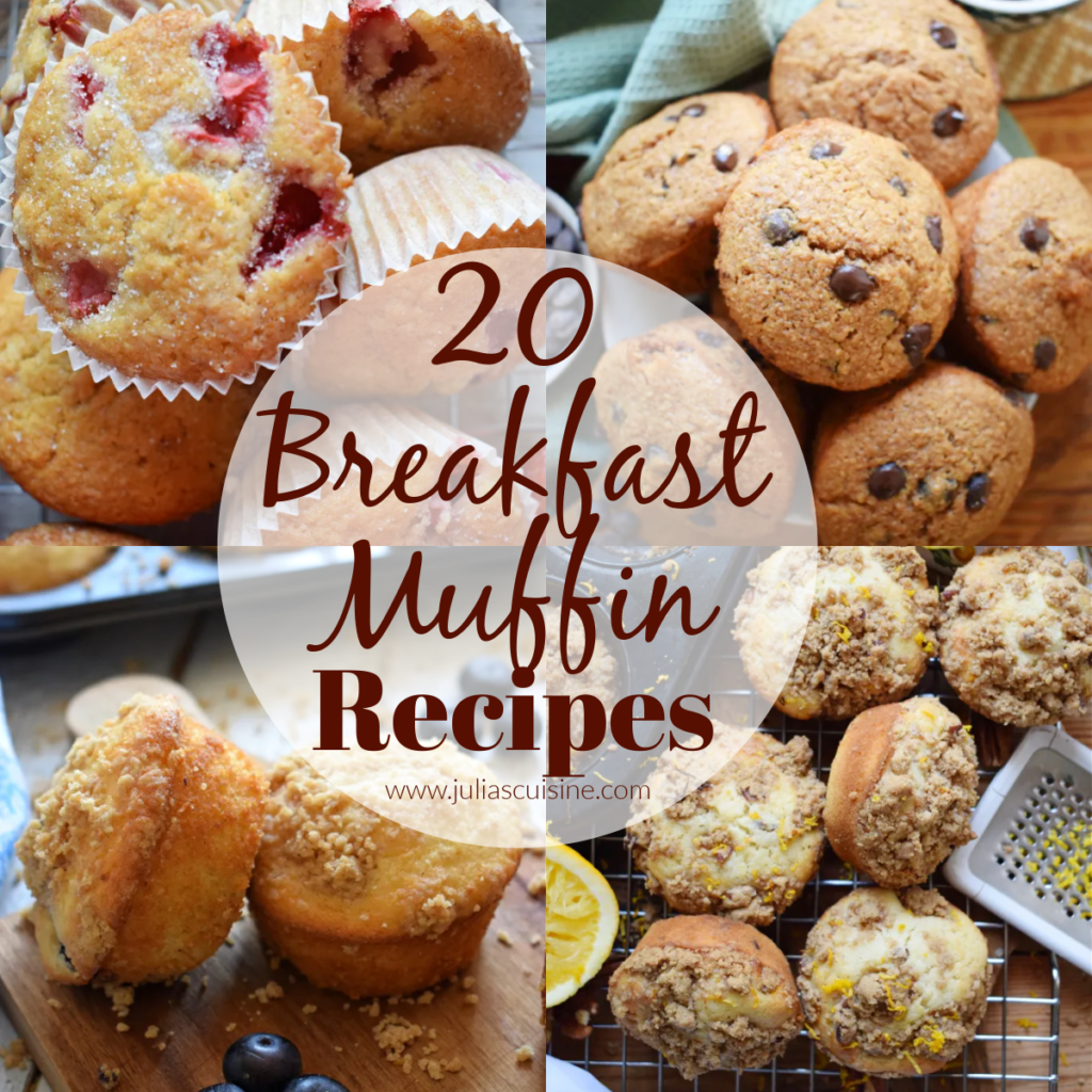 Collage of breakfast muffin recipes.