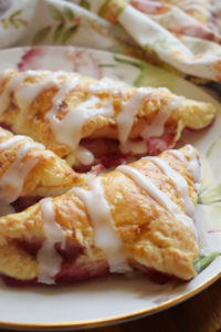 Close up of the puff pastry jam turnovers.
