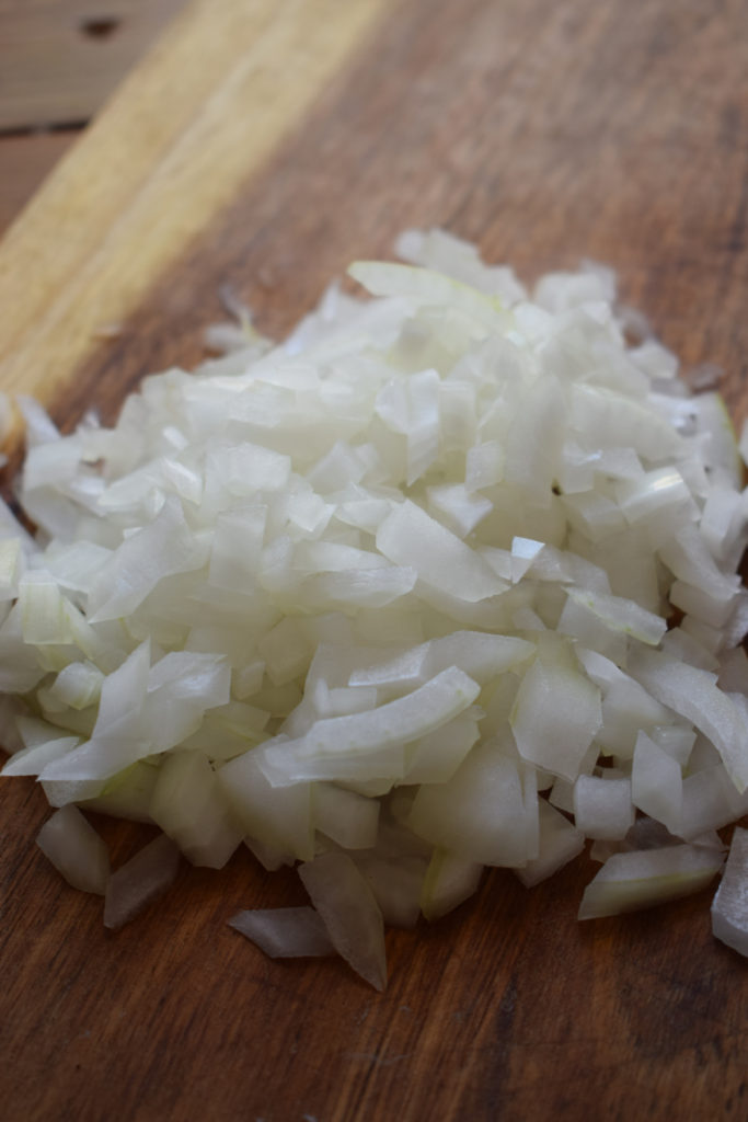 Finely diced onions.