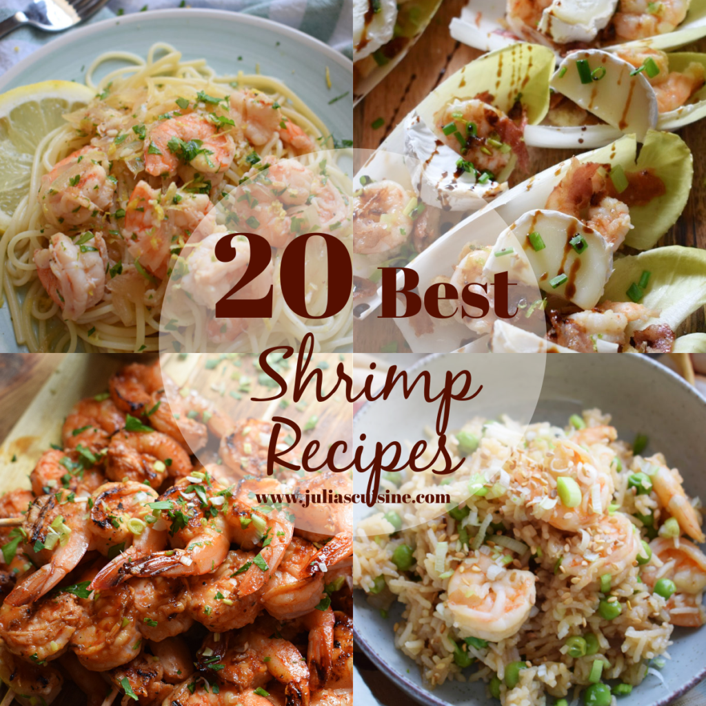 Collage of shrimp recipes.