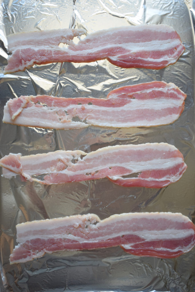 Cooking bacon on a baking tray