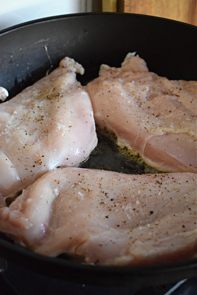 Sear the chicken for about 2 minutes per side.