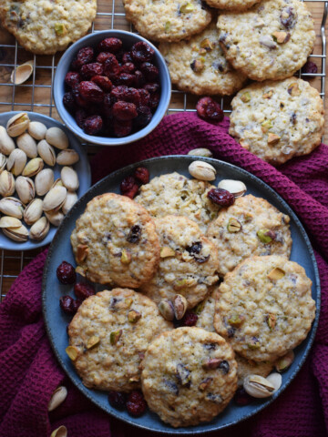 Oatmeal Pistachio Cookies on a plate.