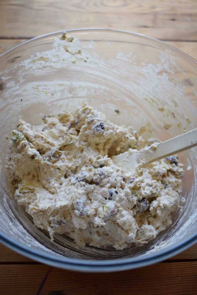 Oatmeal pistachio and cranberry cookie dough.