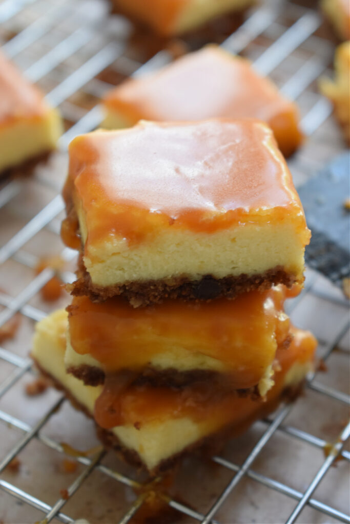 Cream Cheese Cookie bars stacked.