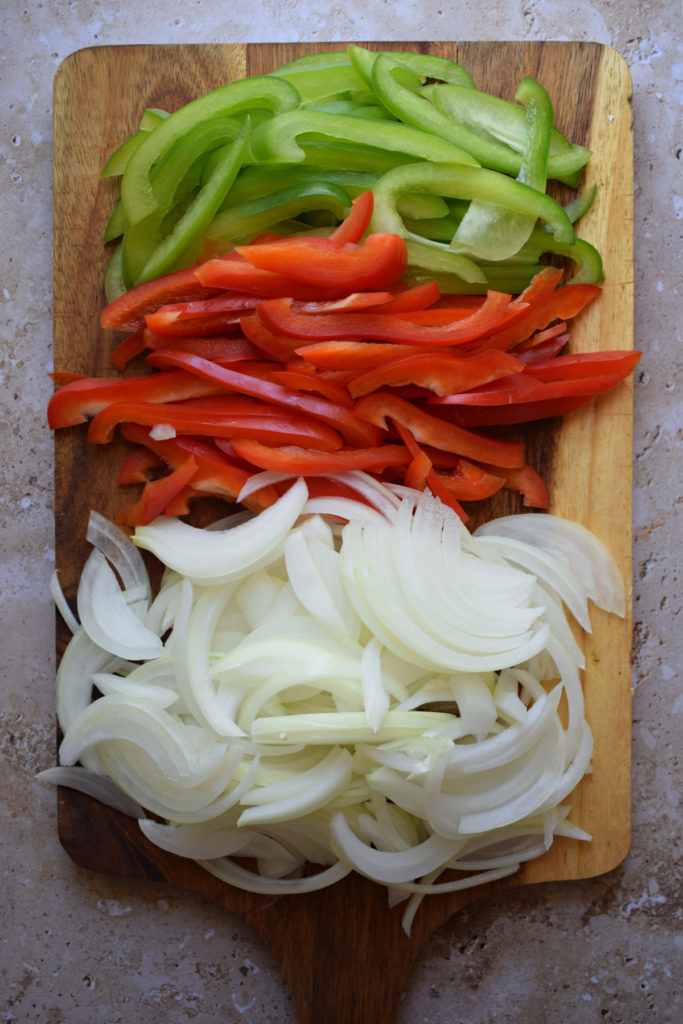 Sliced pepper and onions.