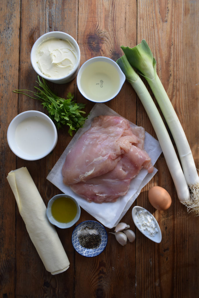 Ingredients to make Chicken & Leek Pie.