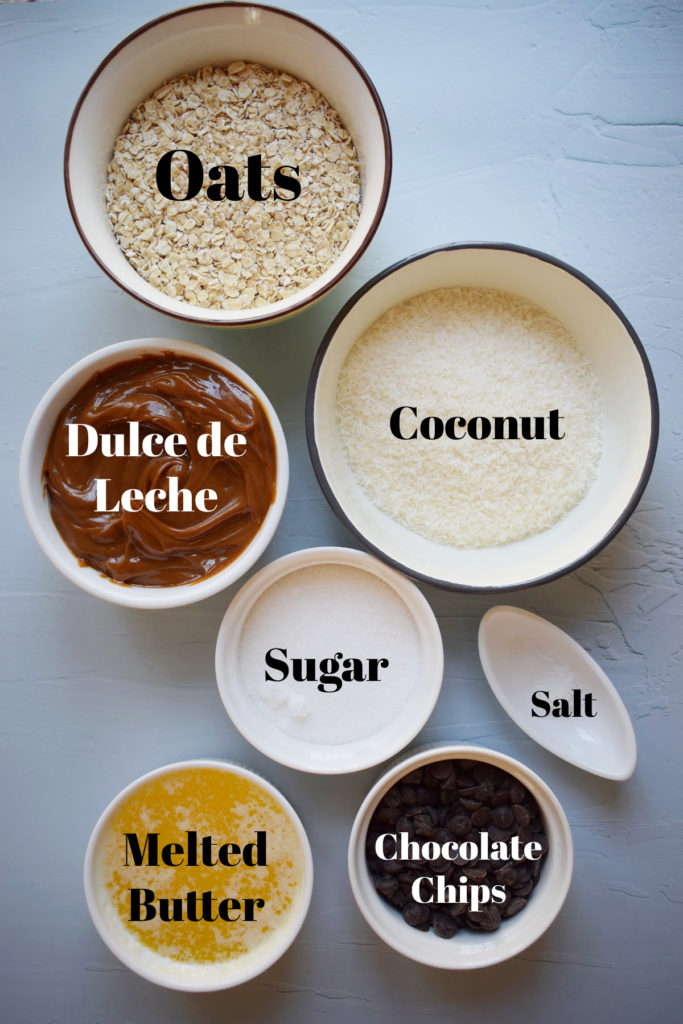 Ingredients to make dulce de leche bars.