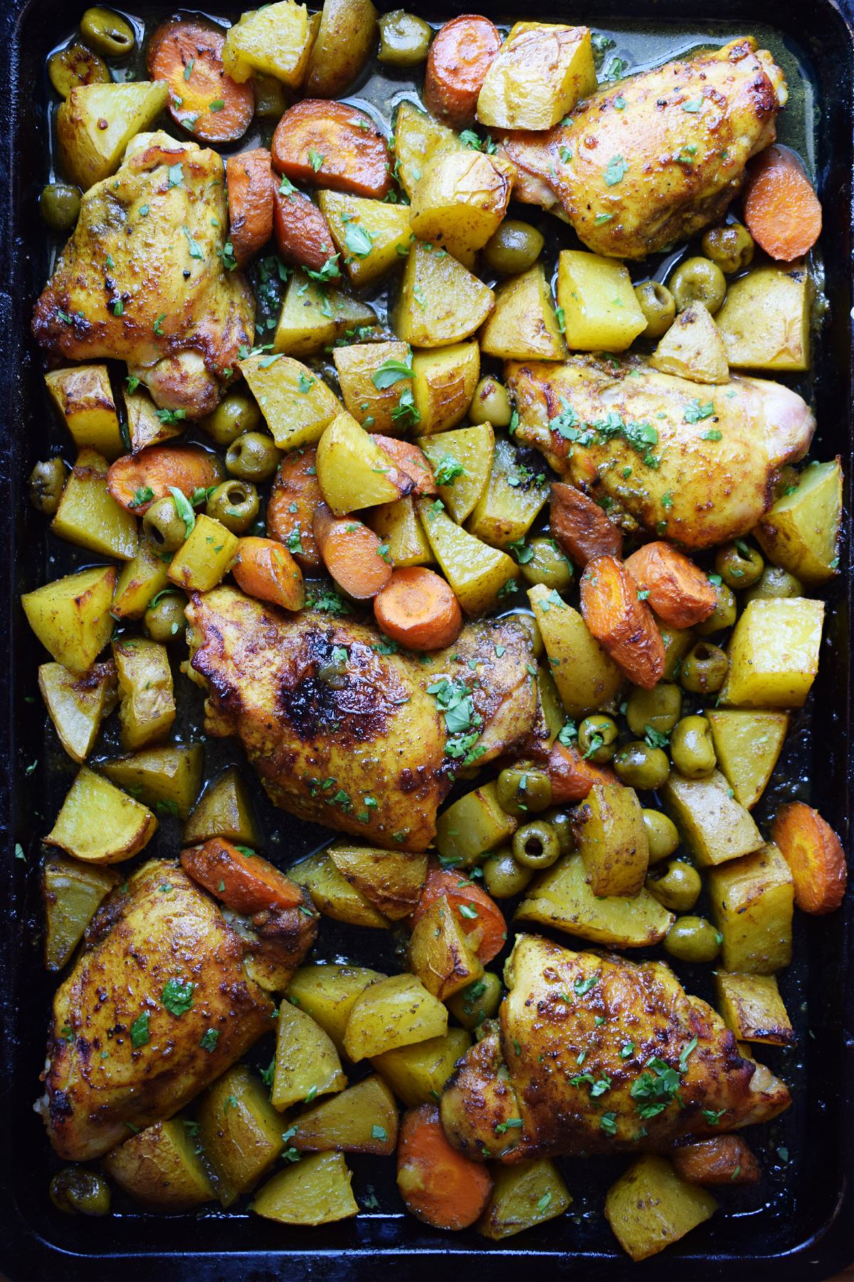 Moroccan spiced Sheet Pan Chicken Dinner - Julia's Cuisine