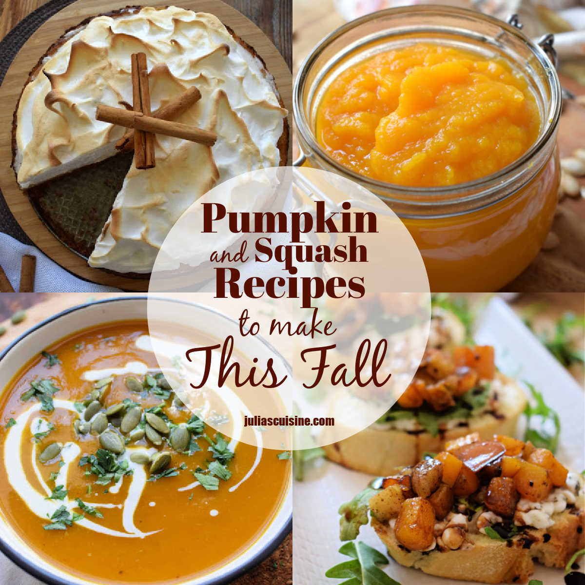 Collage of Pumpkin and squash recipes.