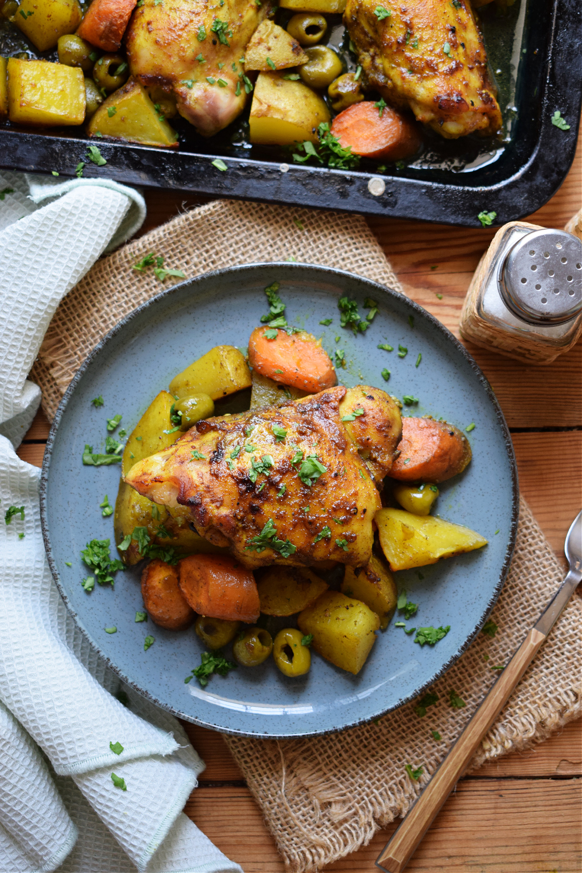 Meal Prep Moroccan Chicken Bowls - Garnished Plate