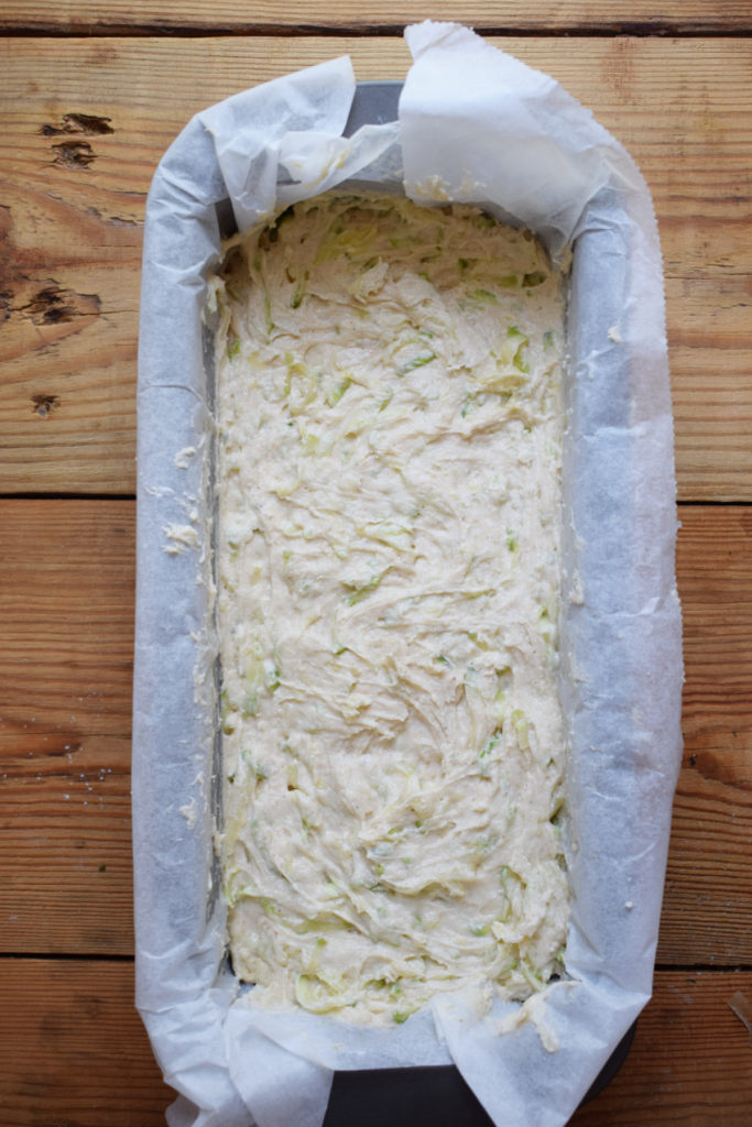 Ready to bake zucchini loaf cake.